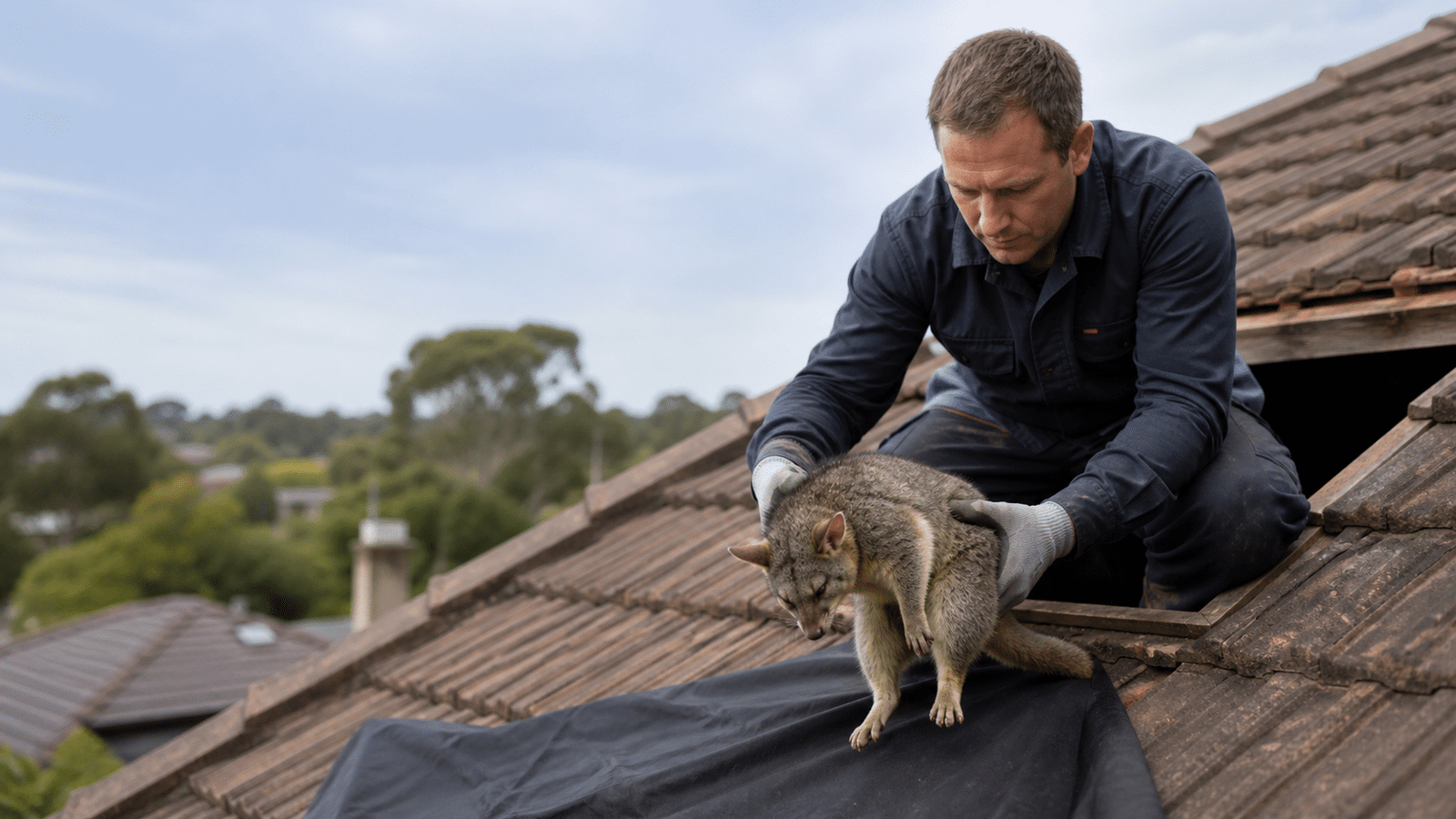Melbourne roofline where a dead possum may be located