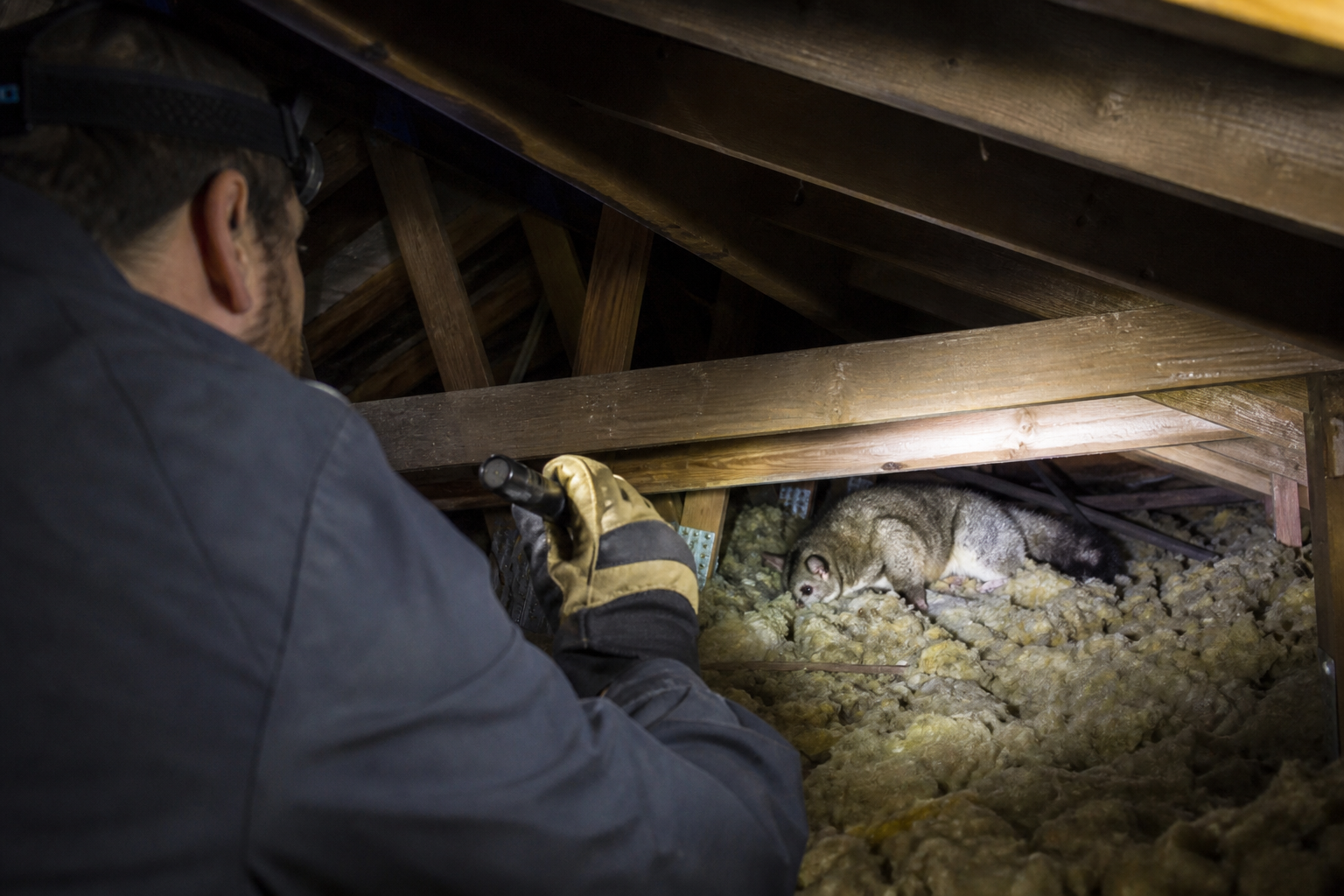 Brushtail possum in a Melbourne roof cavity