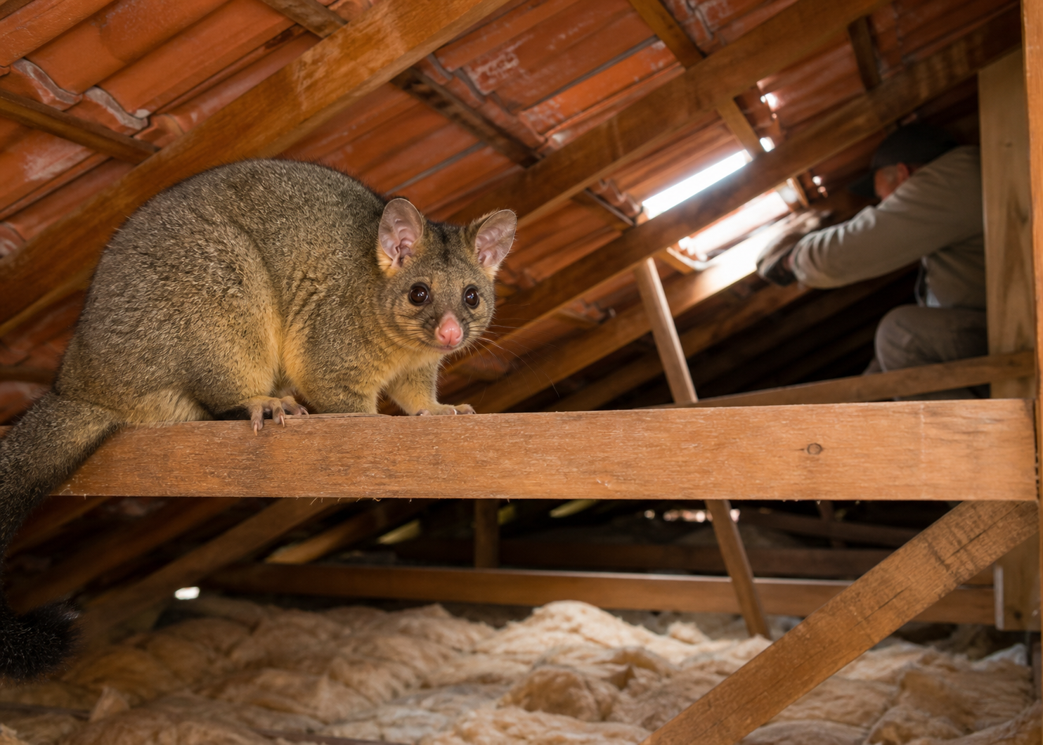Brushtail possum in a Melbourne roof cavity